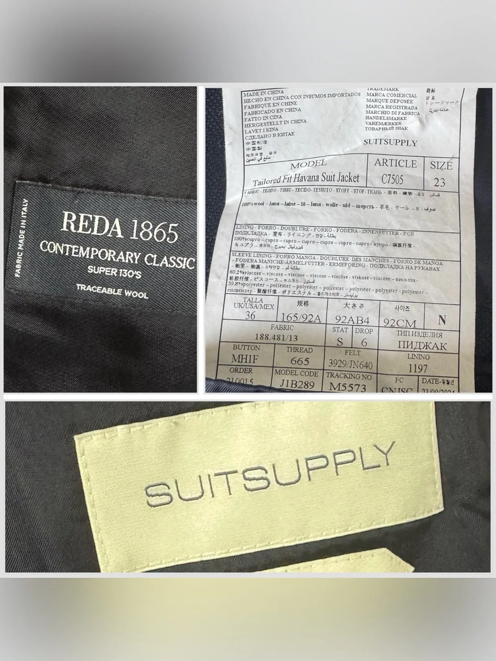 Suitsupply Size 36 Wool Navy  Blue Tailored Fit Super 130S HavanaSuit Jacket